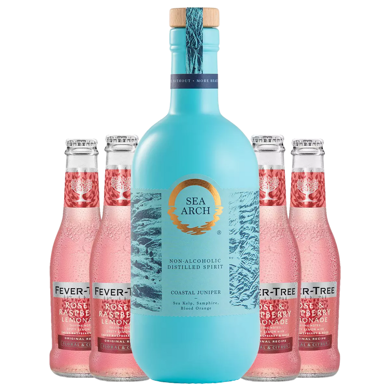 Sea Arch Non Alcoholic Coastal Juniper & Fever Tree Rose and Raspberry Lemonade, 1x700ml/4x250ml