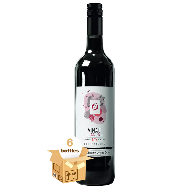 VINA’0° le Merlot Organic Non Alcoholic Wine, Case 6x75cl