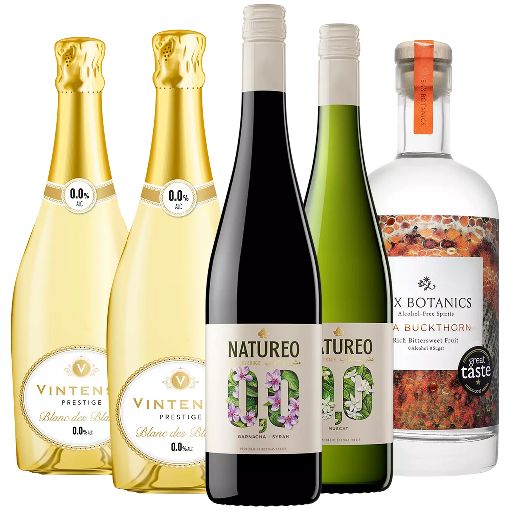 Alcohol Free Wines and Bax Botanics Sea Buckthorn Taster Bundle, Mixed Case 5x50cl/75cl